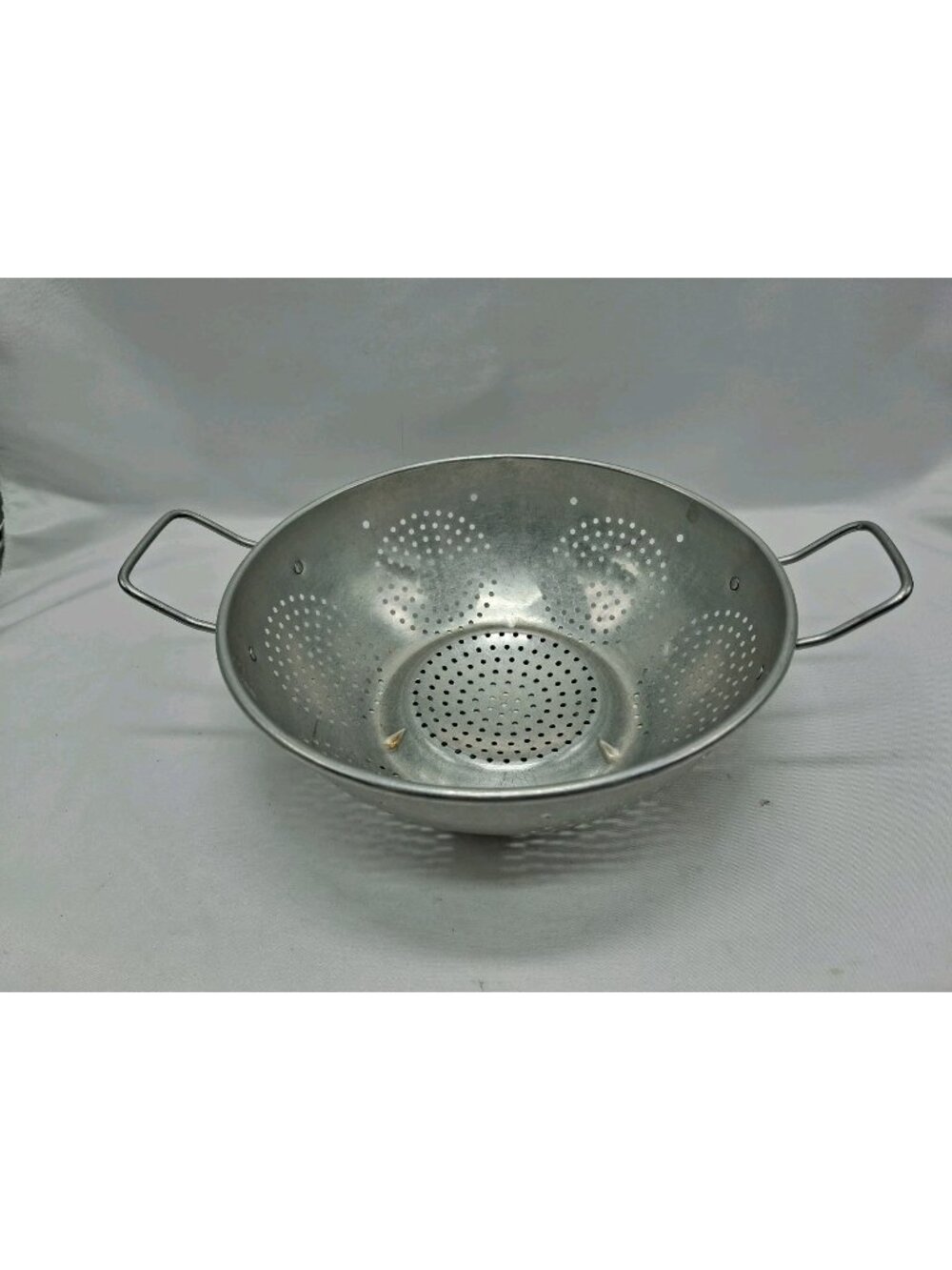 Vintage Aluminum 8.5" Colander Strainer 6 Circle Pattern with Handles